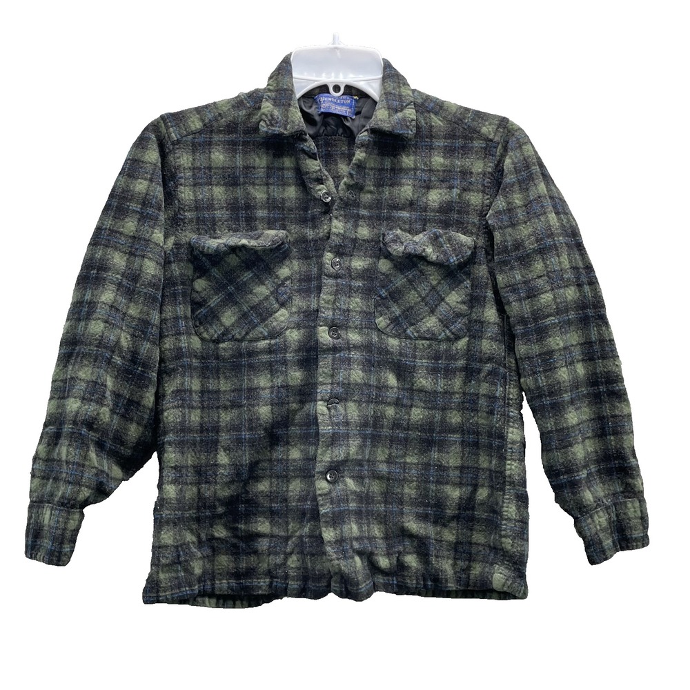 VTG‎ Pendleton 100% Wool Flannel Shirt Youth Boy's Medium Camping Gorpcore Cabin